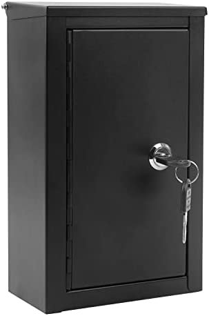 SDSNTE Wall-Mounted Multi-Function Key Drop Box with Lock as a Ballot Box, Suggestion Box, Donation Box, Money Drop Box, Collection Box and More, Black, Pack of 1 - Image 2