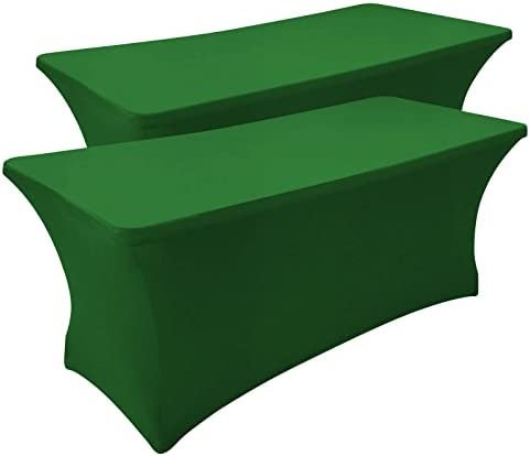SEPARO -2 Pack, 6 ft Spandex Table Cover Fitted Rectangular Tablecloth Stretchable Fabric Lycra Tablecloth Wrinkle-Free for Party Dj Tradeshows Banquet Weddings Cocktail - Image 2