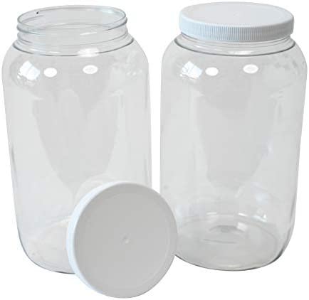 CSBD 1 Gallon Clear Plastic Jars With Ribbed Liner Screw On Lids, BPA Free, PET Plastic, Made In USA, Bulk Storage Containers 2 Pack (1 Gallon) - Image 2