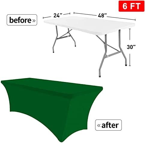 SEPARO -2 Pack, 6 ft Spandex Table Cover Fitted Rectangular Tablecloth Stretchable Fabric Lycra Tablecloth Wrinkle-Free for Party Dj Tradeshows Banquet Weddings Cocktail - Image 4