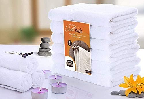 Utopia Towels 6 Pack Bath Towel Set, 100% Ring Spun Cotton (24 x 48 Inches) Medium Lightweight and Highly Absorbent Quick Drying Towels, Premium Towels for Hotel, Spa and Bathroom (White) - Image 5
