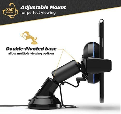 Scosche MGQWDDP-XTET MagicGrip Wireless Charging Double Pivot Windshield/ Dashboard Phone Mount for Car with Suction Cup, Black - Image 6