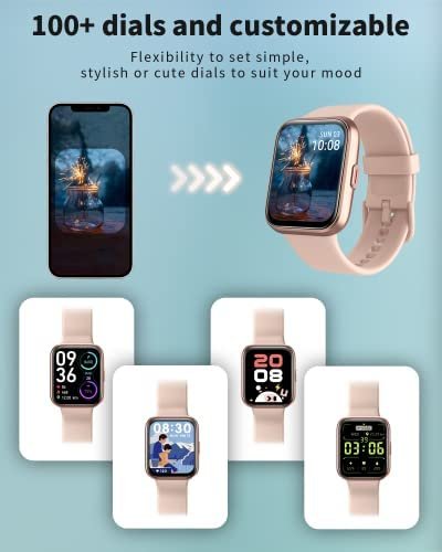 Smart Watch for Men Women(Call Receive/Dial), Alexa Built-in, 1.7" Touch Screen Fitness Tracker with Heart Rate Sleep Tracking, 60 Sports Modes, 5ATM Waterproof Smartwatch for Android iPhone, Pink - Image 7
