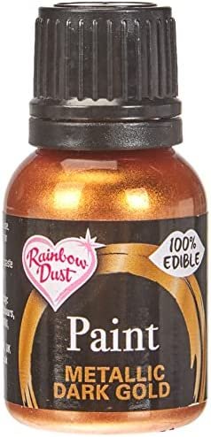 Ready-to-use Metallic Dark Gold 100% Edible Food Paint for Cake and Icing Decoration by Rainbow Dust - Image 2