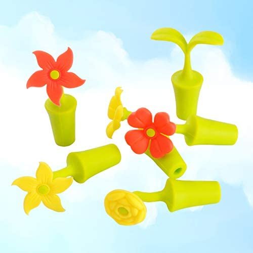 Wine Stoppers for Wine Bottles-Sealed Bottle Caps Silicone-Diameter 0.63in-Cork Replacement-Set of 6 Cute Color Flowers - Image 9
