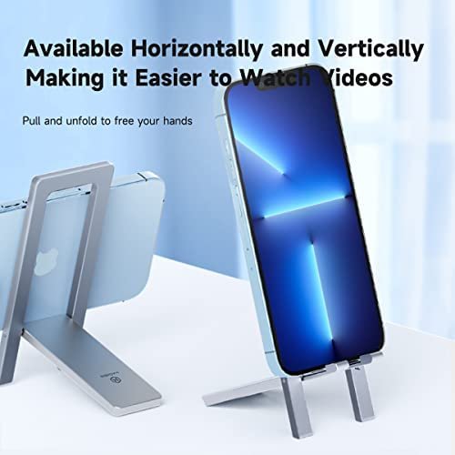 Hagibis Cell Phone Stand for Desk, Foldable Aluminum Phone Holder, Ultra Slim Portable Adjustable Phone Mount for iPhone 13 12 11 Pro Max X SE XR 8 Plus Samsung Galaxy iPad Mini Tablet (Grey) - Image 6