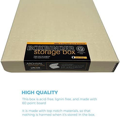 Lineco, Archival Tan 3-Ring Binder Preservation Album Box 12.75 x 11.75 x 2 Inch. Unique Design to Store, Protect, Organize Photos, Art, Photography, Crafts Acid Free & Lignin Free - Image 4