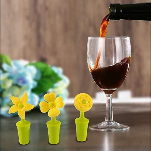 Wine Stoppers for Wine Bottles-Sealed Bottle Caps Silicone-Diameter 0.63in-Cork Replacement-Set of 6 Cute Color Flowers - Image 4