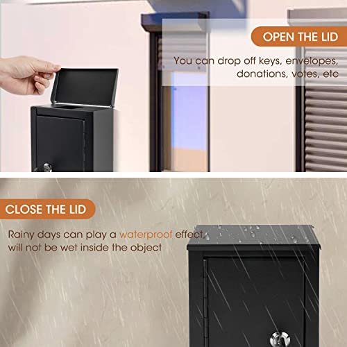 SDSNTE Wall-Mounted Multi-Function Key Drop Box with Lock as a Ballot Box, Suggestion Box, Donation Box, Money Drop Box, Collection Box and More, Black, Pack of 1 - Image 8