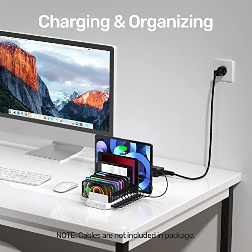Unitek Multi Charging Station, 10-Port USB Charger for Multiple Device with SmartIC Tech and Adjustable Dividers, Organizer Stand Compatible with iPad, Tablet, Kindle, iPhone - Image 6