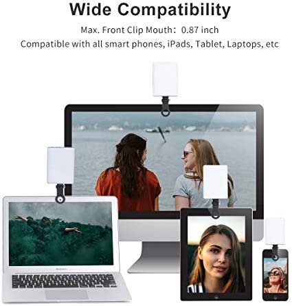 Newmowa 60 LED High Power Rechargeable Clip Fill Video Light with Front & Back Clip, Adjusted 3 Light Modes for Phone, iPhone, Android, iPad, Laptop, for Makeup, Selfie, Vlog, Video Conference - Image 3
