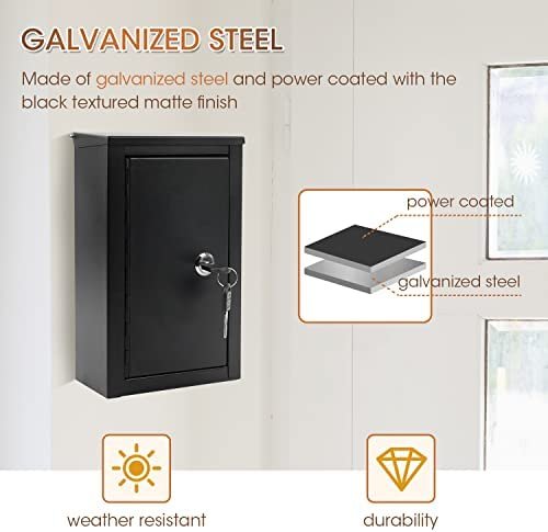 SDSNTE Wall-Mounted Multi-Function Key Drop Box with Lock as a Ballot Box, Suggestion Box, Donation Box, Money Drop Box, Collection Box and More, Black, Pack of 1 - Image 5