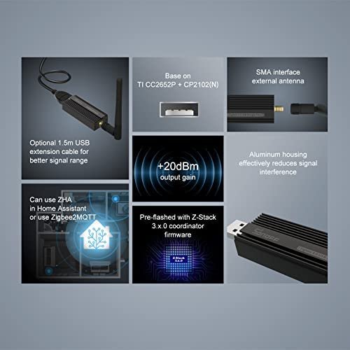 SONOFF Zigbee 3.0 USB Dongle Plus Gateway, Universal Zigbee USB Gateway with Antenna for Home Assistant, Open HAB etc, Wireless Zigbee 3.0 USB Adapter(1 Pack) - Image 4