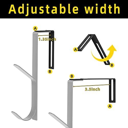 Wehhbtye Office Adjustable Double Hooks,Thick Cubicle Wall Coat Hook ,Metal Over The Panel Double Hook Adjusted to Fit 1.35 to 3.5 Inch Thickness Panels for Wall Panel - Image 4