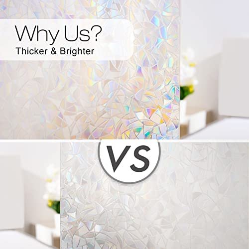 rabbitgoo Window Privacy Film, Rainbow Window Clings, 3D Decorative Window Vinyl, Stained Glass Window Decals, Static Cling Window Sticker Non-Adhesive, 23.6 x 78.5 inches - Image 6