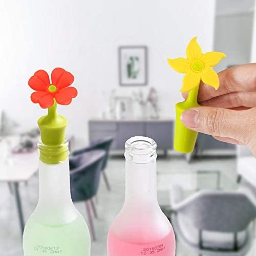 Wine Stoppers for Wine Bottles-Sealed Bottle Caps Silicone-Diameter 0.63in-Cork Replacement-Set of 6 Cute Color Flowers - Image 6