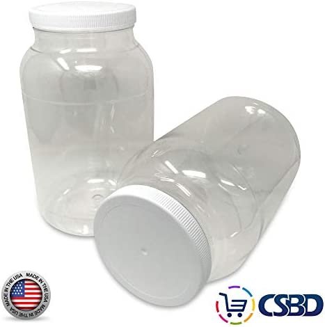 CSBD 1 Gallon Clear Plastic Jars With Ribbed Liner Screw On Lids, BPA Free, PET Plastic, Made In USA, Bulk Storage Containers 2 Pack (1 Gallon) - Image 3