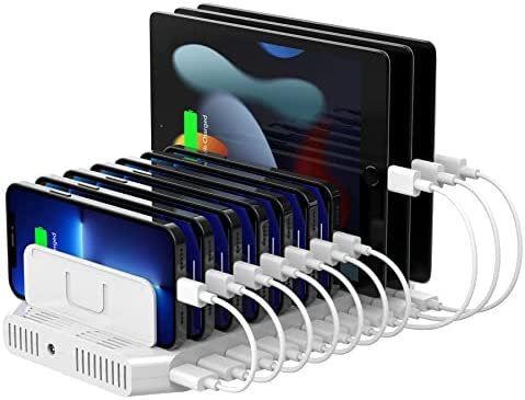 Unitek Multi Charging Station, 10-Port USB Charger for Multiple Device with SmartIC Tech and Adjustable Dividers, Organizer Stand Compatible with iPad, Tablet, Kindle, iPhone - Image 2