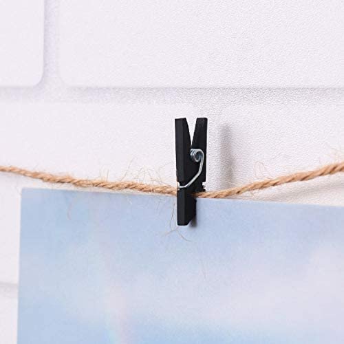 Yardwe 100pcs Mini Natural Wooden Clothespins Multi-Function Picture Photo Peg Pin Craft Clips for Hanging(Black) - Image 9