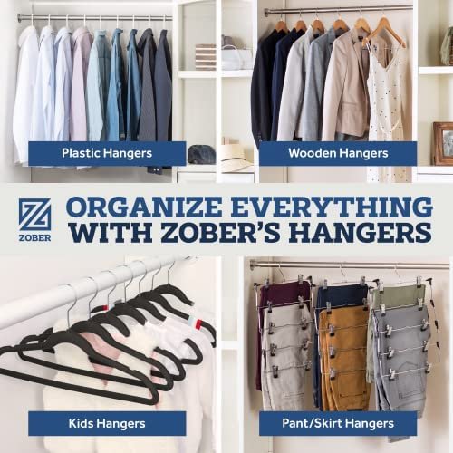 Zober Velvet Hangers 50 Pack - Ivory Hangers for Coats, Pants & Dress Clothes - Non Slip Clothes Hanger Set w/ 360 Degree Swivel, Holds up to 10 lbs - Strong Felt Hangers for Clothing - Image 10