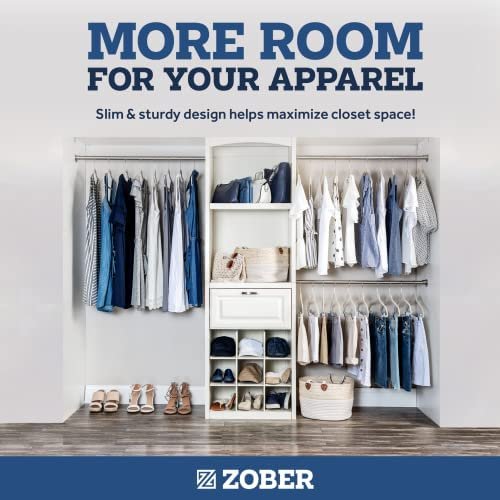 Zober Velvet Hangers 50 Pack - Ivory Hangers for Coats, Pants & Dress Clothes - Non Slip Clothes Hanger Set w/ 360 Degree Swivel, Holds up to 10 lbs - Strong Felt Hangers for Clothing - Image 6