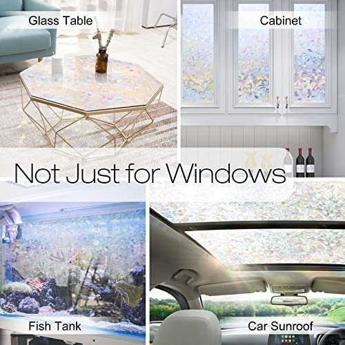 rabbitgoo Window Privacy Film, Rainbow Window Clings, 3D Decorative Window Vinyl, Stained Glass Window Decals, Static Cling Window Sticker Non-Adhesive, 23.6 x 78.5 inches - Image 7
