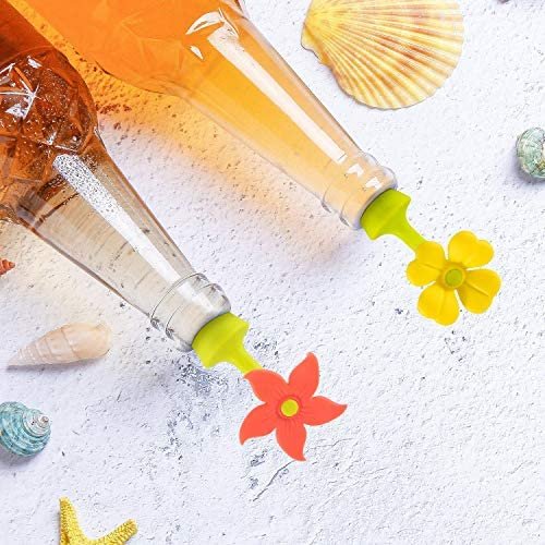 Wine Stoppers for Wine Bottles-Sealed Bottle Caps Silicone-Diameter 0.63in-Cork Replacement-Set of 6 Cute Color Flowers - Image 3