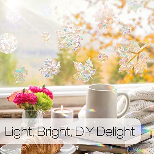 rabbitgoo Window Privacy Film, Rainbow Window Clings, 3D Decorative Window Vinyl, Stained Glass Window Decals, Static Cling Window Sticker Non-Adhesive, 23.6 x 78.5 inches - Image 9