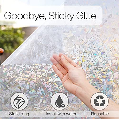 rabbitgoo Window Privacy Film, Rainbow Window Clings, 3D Decorative Window Vinyl, Stained Glass Window Decals, Static Cling Window Sticker Non-Adhesive, 23.6 x 78.5 inches - Image 5