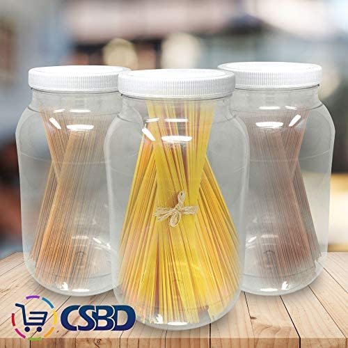 CSBD 1 Gallon Clear Plastic Jars With Ribbed Liner Screw On Lids, BPA Free, PET Plastic, Made In USA, Bulk Storage Containers 2 Pack (1 Gallon) - Image 6
