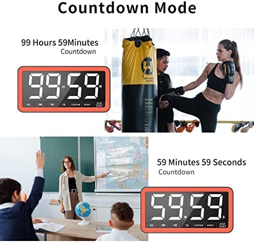 VOCOO Digital Kitchen Timer with 7.8” Extra Large Display, Magnetic LED Timer with 3 Brightness, 4 Alarms and 3 Volume Levels, Battery Powered Countdown Count Up Timer for Cooking, Classroom, Home Gym - Image 4
