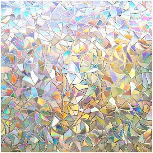 rabbitgoo Window Privacy Film, Rainbow Window Clings, 3D Decorative Window Vinyl, Stained Glass Window Decals, Static Cling Window Sticker Non-Adhesive, 23.6 x 78.5 inches - Image 2