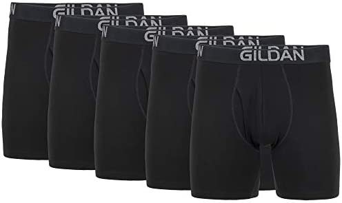 Gildan Men's Cotton Stretch Regular Leg Boxer Brief, Black Soot - Image 2