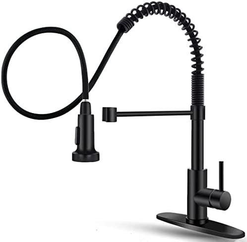OWOFAN Black Kitchen Faucet with Pull Down Sprayer Stainless Steel Single Handle Pull Out Spring Sink Faucets 1 Hole Or 3 Hole Dual Function for Farmhouse Camper Laundry Utility Rv Wet Bar - Image 2
