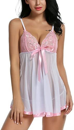 Avidlove Sexy Women's Lingerie Plus Size Babydoll Mesh Nighty Lace Lingerie Set Sheer Chemise - Image 3