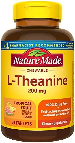 Nature Made Chewable L Theanine 200mg, L-Theanine Supplement for Stress Relief, 50 Chewable Tablets, 50 Day Supply - Image 2