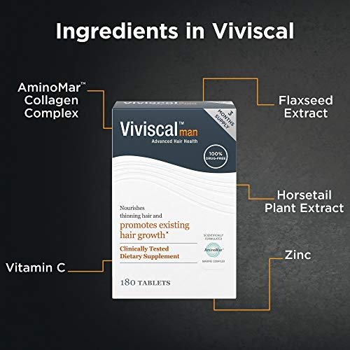Viviscal Men's Hair Growth Supplements for Thicker, Fuller Hair Clinically Proven with Proprietary Collagen Complex 180 Tablets - 3 Month Supply - Image 5