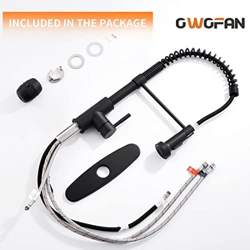 OWOFAN Black Kitchen Faucet with Pull Down Sprayer Stainless Steel Single Handle Pull Out Spring Sink Faucets 1 Hole Or 3 Hole Dual Function for Farmhouse Camper Laundry Utility Rv Wet Bar - Image 10