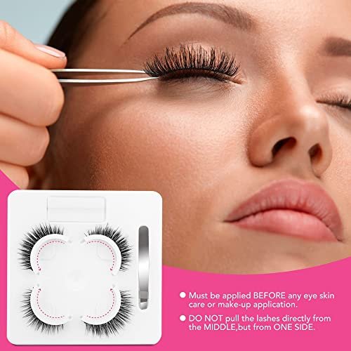 easbeautynaturals Reusable Self Adhesive Eyelashes Natural Look, No Eyeliner or Glue Needed and Easy to Put On, Reusable Self Sticking 4 Pair (Pack of 1) Ak-12 0 - Image 4