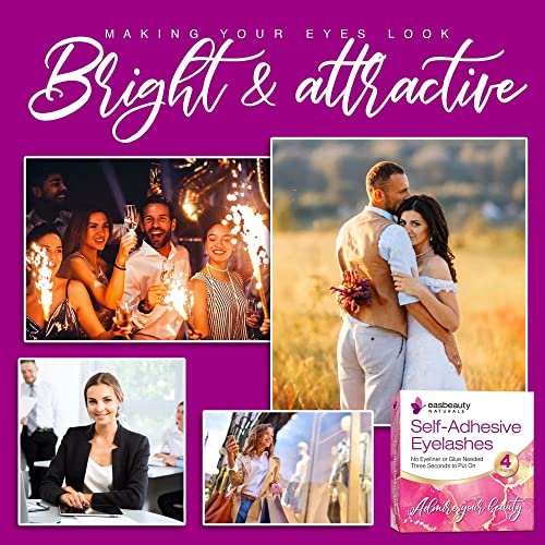 easbeautynaturals Reusable Self Adhesive Eyelashes Natural Look, No Eyeliner or Glue Needed and Easy to Put On, Reusable Self Sticking 4 Pair (Pack of 1) Ak-12 0 - Image 8