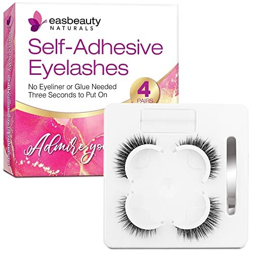 easbeautynaturals Reusable Self Adhesive Eyelashes Natural Look, No Eyeliner or Glue Needed and Easy to Put On, Reusable Self Sticking 4 Pair (Pack of 1) Ak-12 0 - Image 2