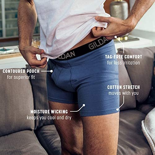 Gildan Men's Cotton Stretch Regular Leg Boxer Brief, Black Soot - Image 3