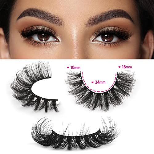 JIMIRE Mink Lashes Fluffy Cat Eye Lashes Wispy 6D Volume False Eyelashes Look Like Extensions Thick Soft Curly Fake Lashes 7 Pairs Pack - Image 3
