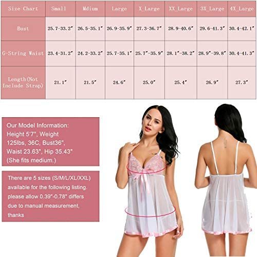 Avidlove Sexy Women's Lingerie Plus Size Babydoll Mesh Nighty Lace Lingerie Set Sheer Chemise - Image 8