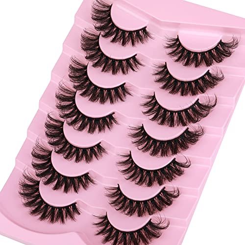 JIMIRE Mink Lashes Fluffy Cat Eye Lashes Wispy 6D Volume False Eyelashes Look Like Extensions Thick Soft Curly Fake Lashes 7 Pairs Pack - Image 5