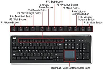 Adesso AKB-440UB - SlimTouch 440 Desktop Touchpad Wired Keyboard - Black - Image 6