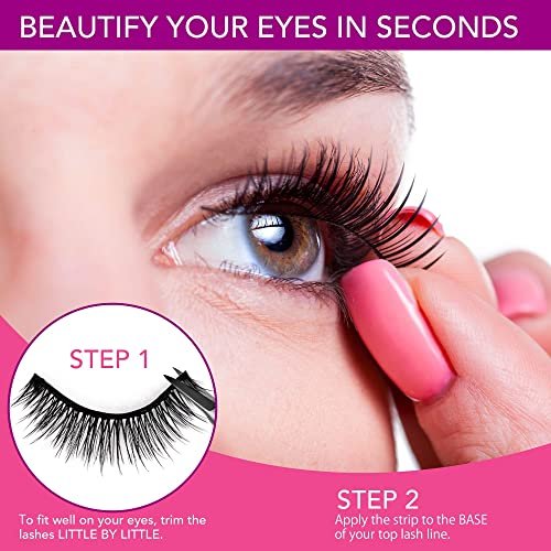 easbeautynaturals Reusable Self Adhesive Eyelashes Natural Look, No Eyeliner or Glue Needed and Easy to Put On, Reusable Self Sticking 4 Pair (Pack of 1) Ak-12 0 - Image 5