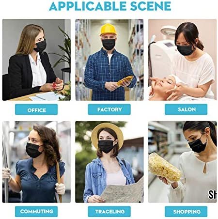 Black Disposable Face Masks 4 Layers Protection 50Pcs, Breathable Dust Mask Mouth Covers for Adult - Image 7