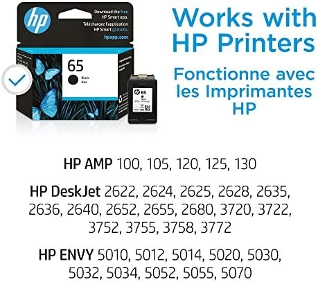 HP 65 Black Ink Cartridge | Works with HP AMP 100 Series, HP DeskJet 2600, 3700 Series, HP ENVY 5000 Series | Eligible for Instant Ink | N9K02AN - Image 3