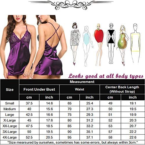 Avidlove Women's Lingerie V-Neck Sleepwear Satin Sleepwear Lace Chemise Mini Teddy - Image 9
